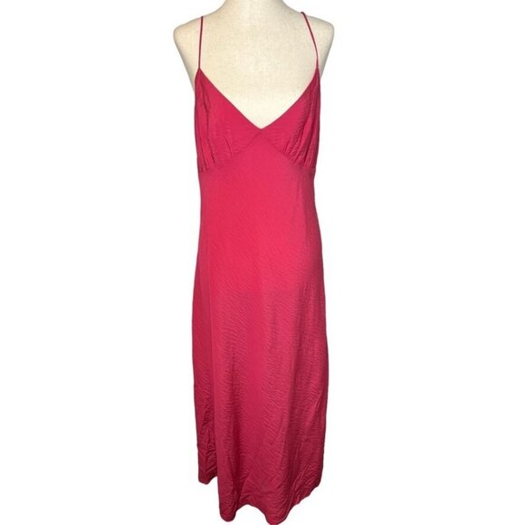 Madewell $158 Layton Midi Slip Dress Rosy Hibiscus Size 12 NK419 - Picture 2 of 8